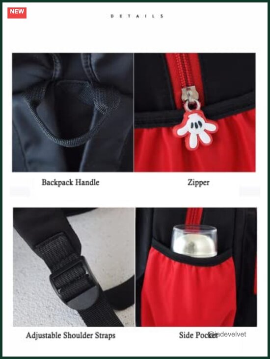 Cute Mini Backpack Cartoon Mouse Ears Bowknot Canvas Daypack Travel Bag main image 4